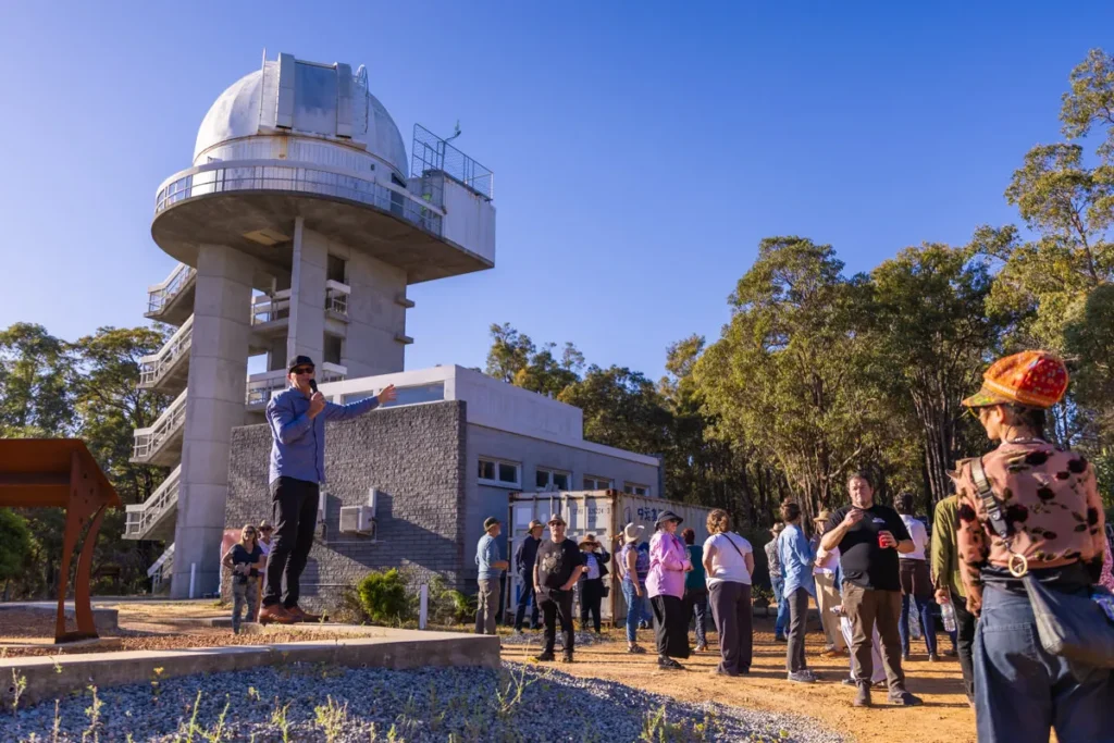 Artists and supporters exploring the Perth Observatory site during the inspiration tour